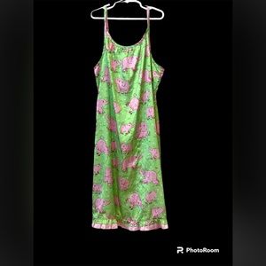 Rare Nick & Nora Pink elephants on roller skates nightgown